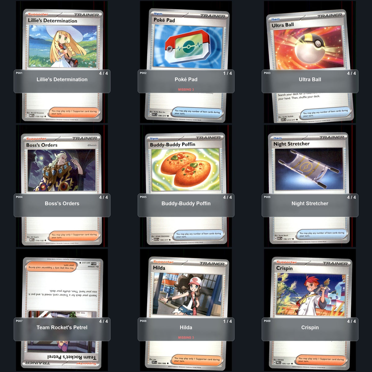 Pokemon TCG Trainer Card Lot 100 Cards Deck Building Playable Tournament