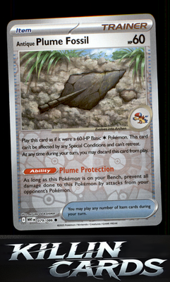 Reverse Holofoil Antique Plume Fossil 079/086 Pokemon Common SV: White Flare Car