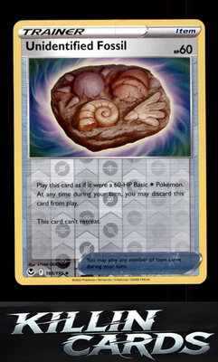 Reverse Holofoil Unidentified Fossil 165/195 Pokemon Uncommon SWSH12: Silver Tem