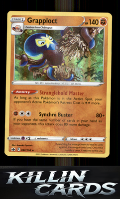 Grapploct 092/198 Pokemon Holo Rare SWSH06: Chilling Reign Card NM