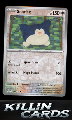 Reverse Holofoil Snorlax 144/191 Pokemon Common SV08: Surging Sparks Card NM