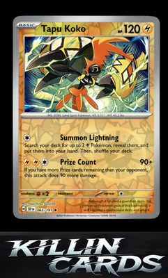 Reverse Holofoil Tapu Koko 065/191 Pokemon Rare SV08: Surging Sparks Card NM
