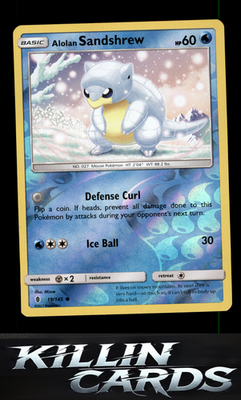 Reverse Holofoil Alolan Sandshrew 19/145 Pokemon Common SM - Guardians Rising Ca