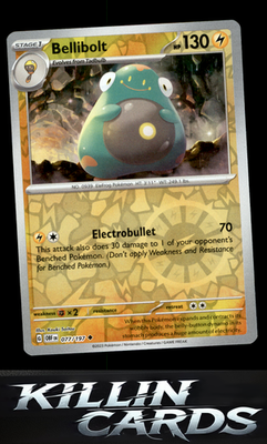 Reverse Holofoil Bellibolt - 077/197 077/197 Pokemon Uncommon SV03: Obsidian Fla