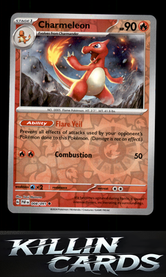 Reverse Holofoil Charmeleon - 008/091 008/091 Pokemon Uncommon SV: Paldean Fates