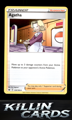Agatha 129/198 Pokemon Uncommon SWSH06: Chilling Reign Card NM
