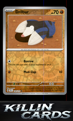 Reverse Holofoil Drilbur 108/191 Pokemon Common SV08: Surging Sparks Card NM