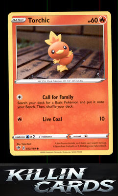 Torchic 022/189 Pokemon Common SWSH03: Darkness Ablaze Card NM