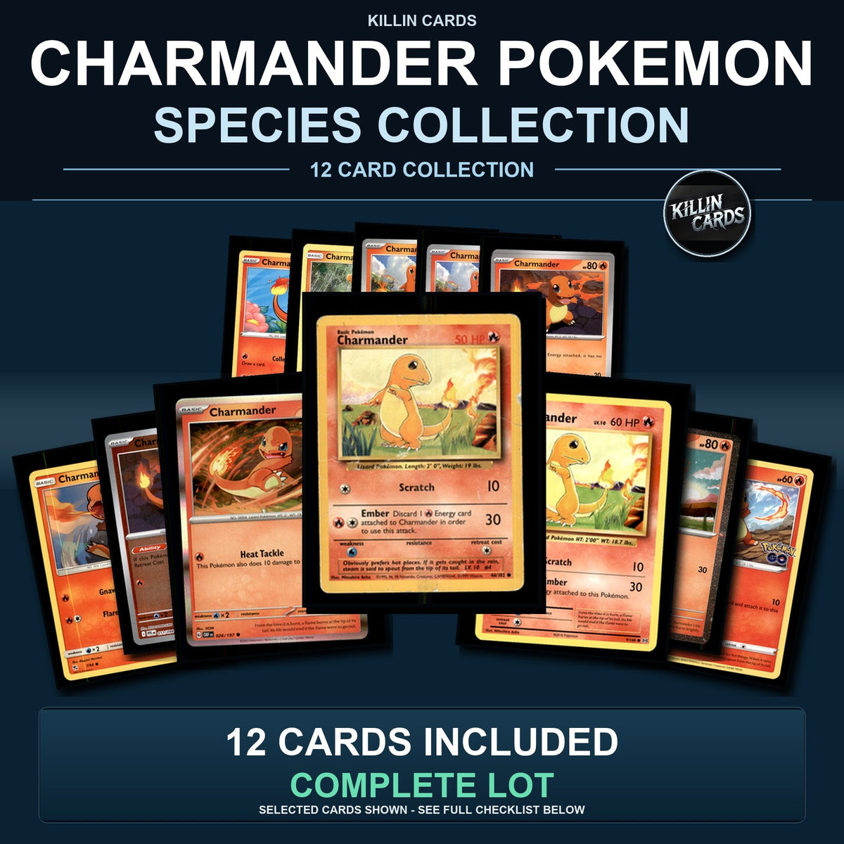 Pokemon TCG Charmander Pokemon Species Collection 12 Different Cards Collection