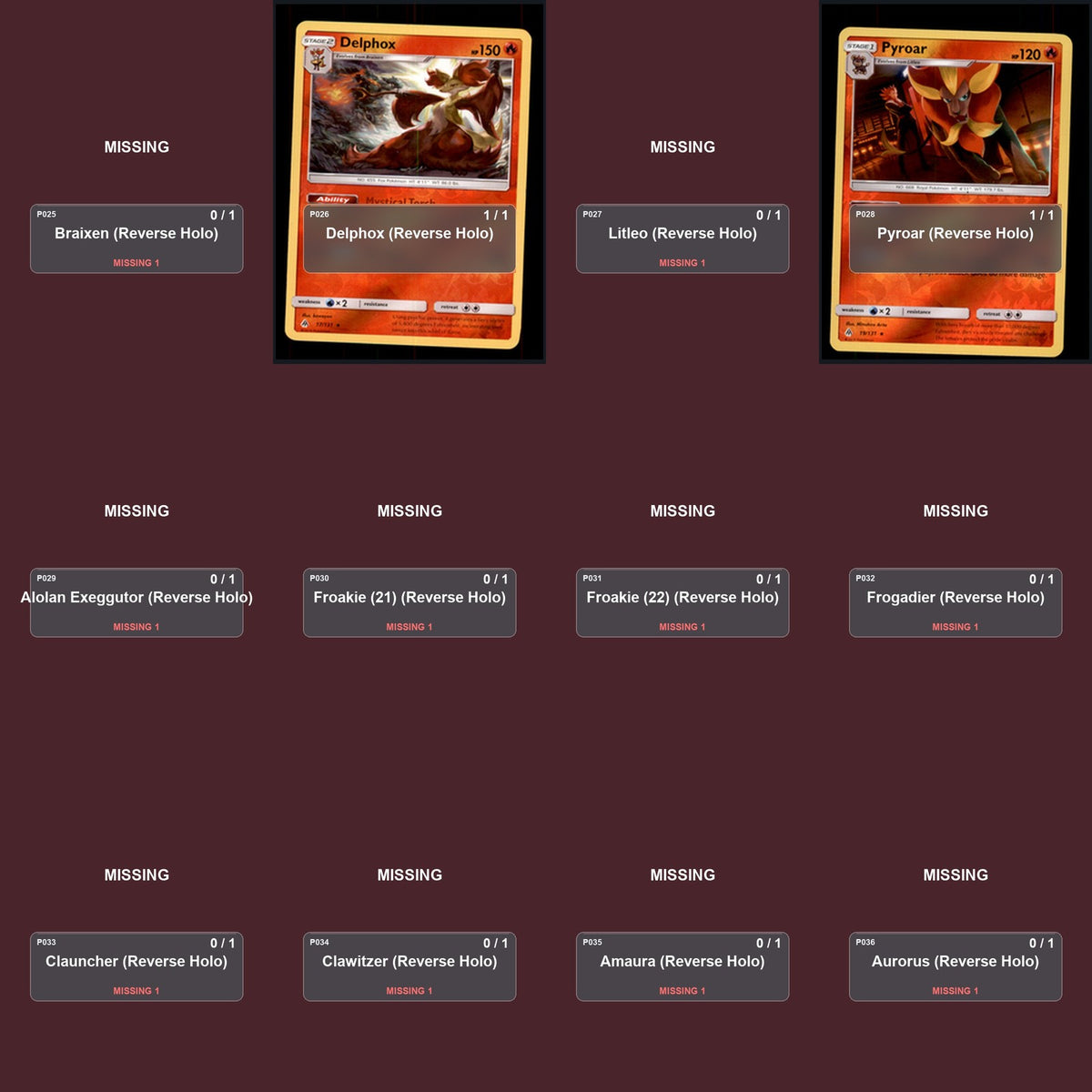 Pokemon TCG SM - Forbidden Light Reverse Holo Master Set 27 Reverse Holo Card