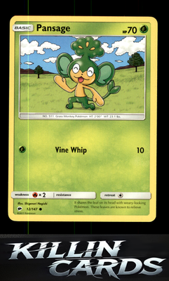Pansage 12/147 Pokemon Common SM - Burning Shadows Card NM