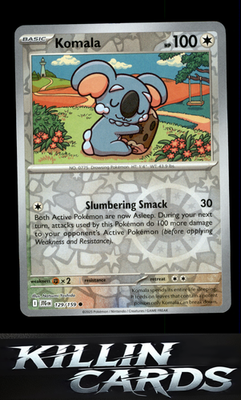 Reverse Holofoil Komala 129/159 Pokemon Common SV09: Journey Together Card NM