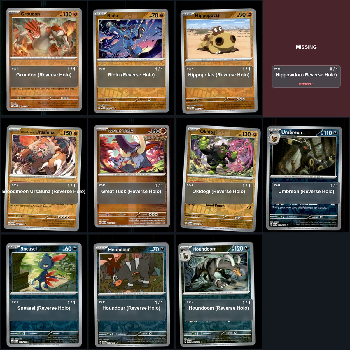Pokemon TCG SV: Prismatic Evolutions Reverse Holo Master Set 83 Reverse Holo