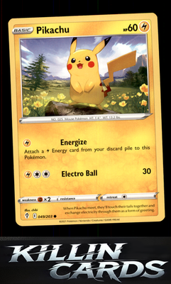 Pikachu 049/203 Pokemon Common SWSH07: Evolving Skies Card NM