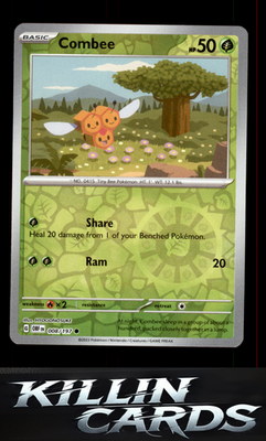 Reverse Holofoil Combee 008/197 Pokemon Common SV03: Obsidian Flames Card NM