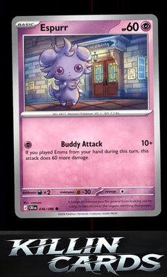 Espurr 036/086 Pokemon Common ME04: Chaos Rising Card NM
