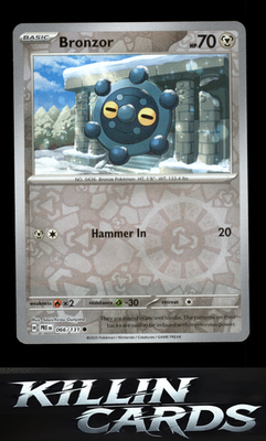 Reverse Holofoil Bronzor 066/131 Pokemon Common SV: Prismatic Evolutions Card NM