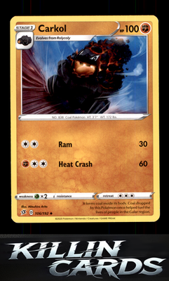 Carkol 106/192 Pokemon Uncommon SWSH02: Rebel Clash Card NM