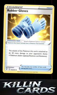 Rubber Gloves 156/203 Pokemon Uncommon SWSH07: Evolving Skies Card NM