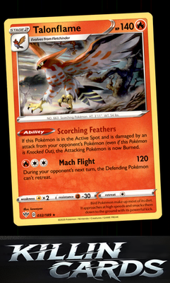 Talonflame 032/189 Pokemon Rare SWSH03: Darkness Ablaze Card NM