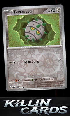 Reverse Holofoil Ferroseed 127/182 Pokemon Common SV04: Paradox Rift Card NM