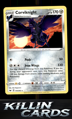Corviknight 135/202 Pokemon Rare SWSH01: Sword & Shield Base Set Card NM