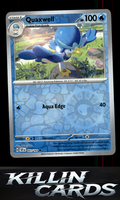 Reverse Holofoil Quaxwell 051/191 Pokemon Common SV08: Surging Sparks Card NM