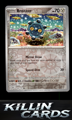 Reverse Holofoil Bronzor 144/197 Pokemon Common SV03: Obsidian Flames Card NM