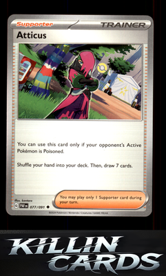 Atticus 077/091 Pokemon Uncommon SV: Paldean Fates Card NM