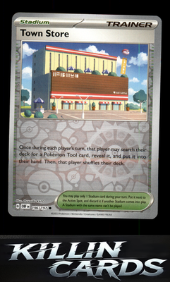 Reverse Holofoil Town Store 196/197 Pokemon Common SV03: Obsidian Flames Card NM