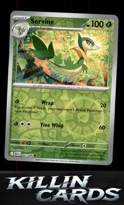 Reverse Holofoil Servine 002/086 Pokemon Common SV: Black Bolt Card NM