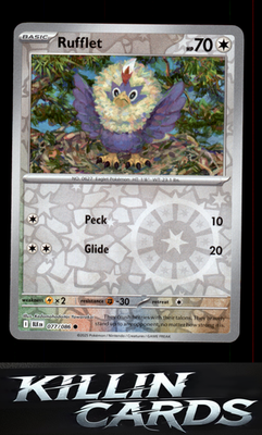 Reverse Holofoil Rufflet 077/086 Pokemon Common SV: Black Bolt Card NM