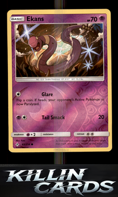 Reverse Holofoil Ekans 62/214 Pokemon Common SM - Unbroken Bonds Card NM