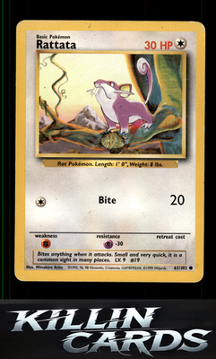 Rattata 061/102 Pokemon Common Base Set Card LP