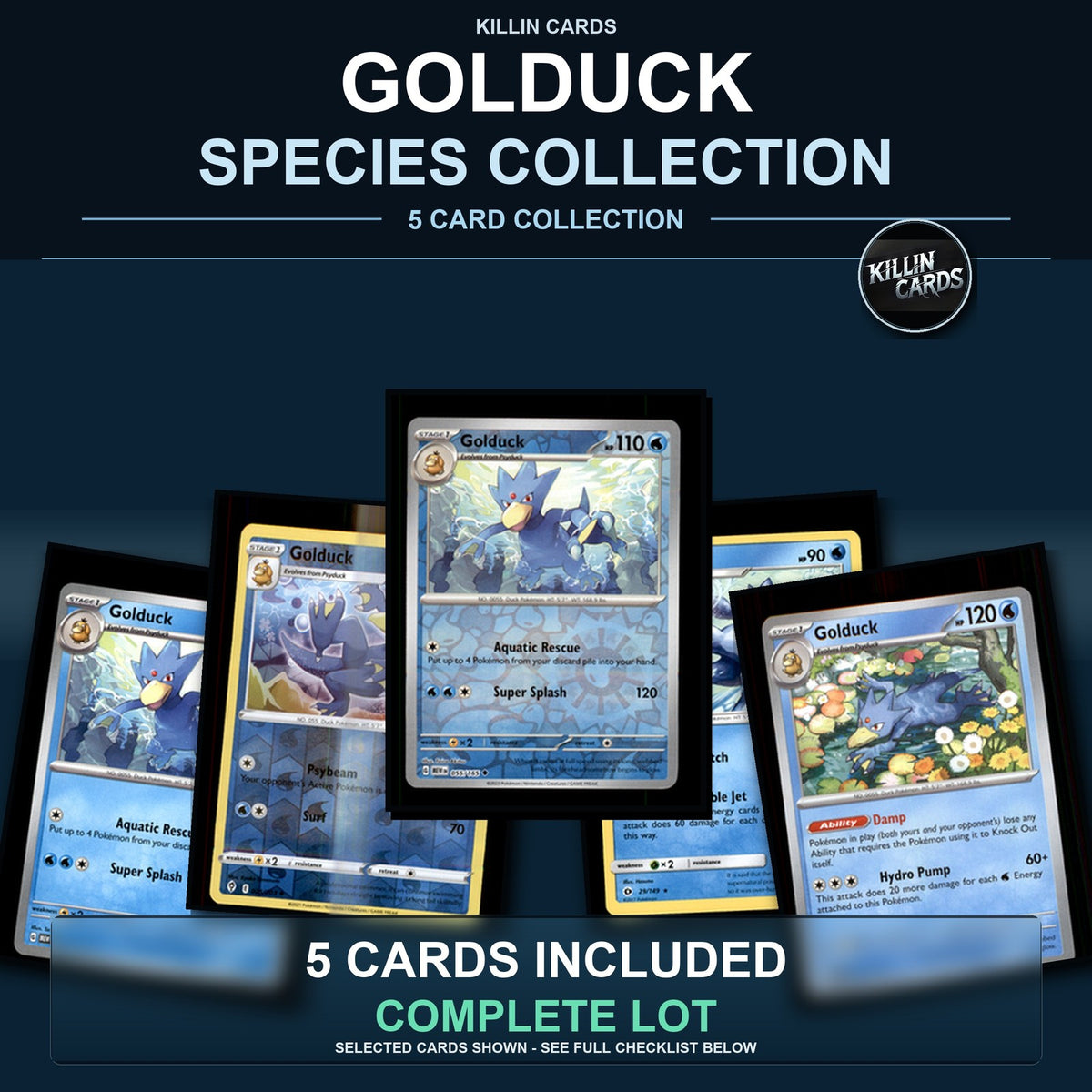Pokemon TCG Golduck Species Collection 5 Different Cards