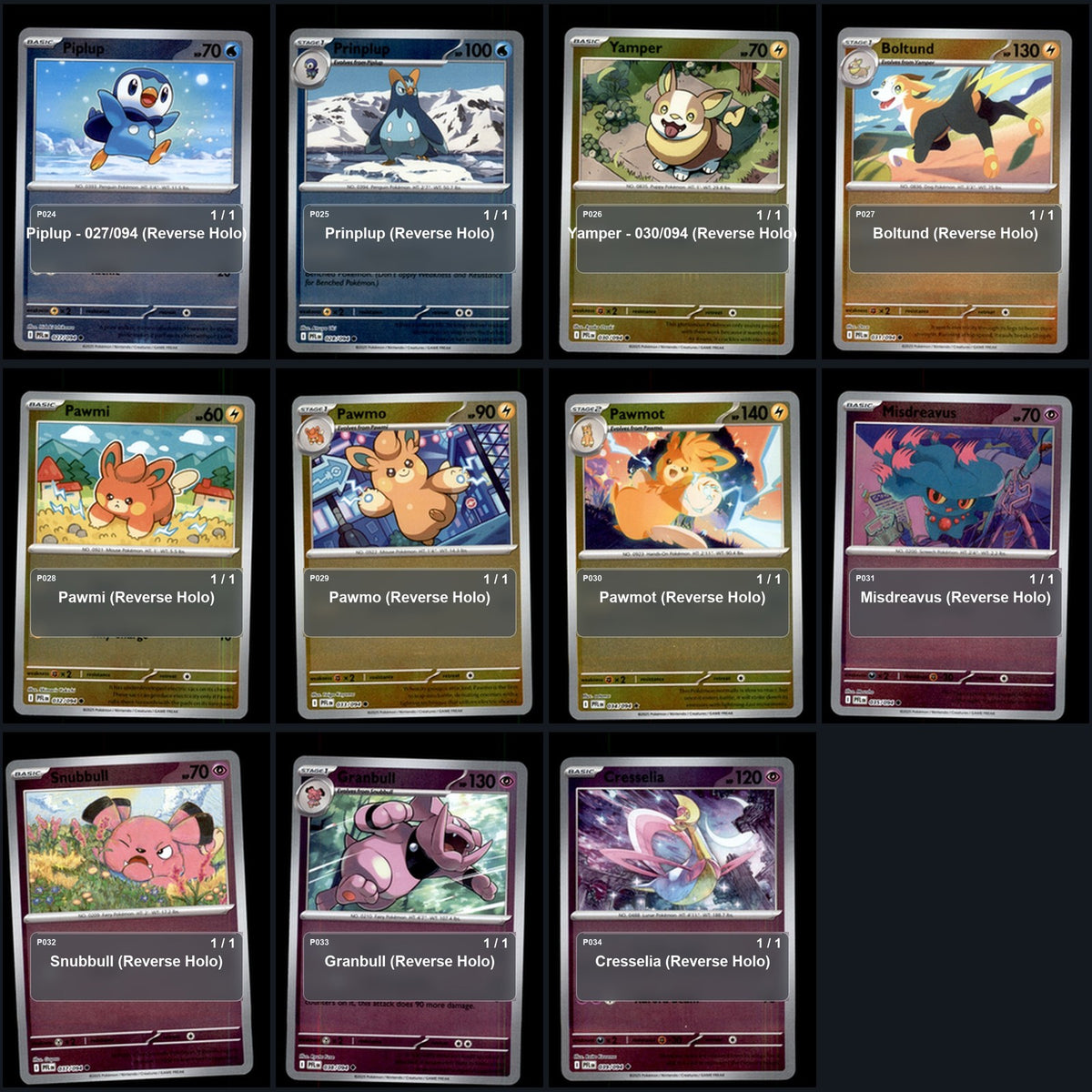 Pokemon TCG ME02: Phantasmal Flames Reverse Holo Master Set 81 Reverse Holo Card