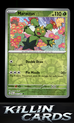 Reverse Holofoil Maractus 003/091 Pokemon Common SV: Paldean Fates Card NM
