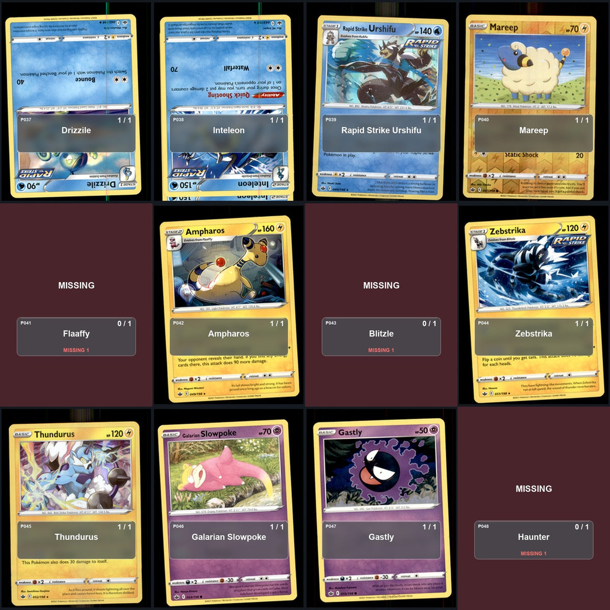Pokemon TCG SWSH06: Chilling Reign C/UC/R Standard Set 111 Cards