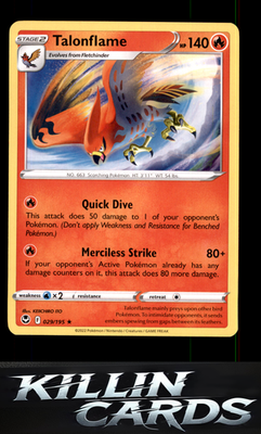 Talonflame 029/195 Pokemon Rare SWSH12: Silver Tempest Card NM