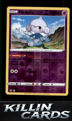 Reverse Holofoil Meditite 072/195 Pokemon Common SWSH12: Silver Tempest Card NM