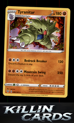 Tyranitar 088/189 Pokemon Holo Rare SWSH03: Darkness Ablaze Card NM