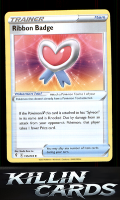 Ribbon Badge 155/203 Pokemon Uncommon SWSH07: Evolving Skies Card NM
