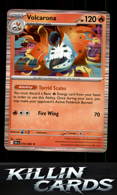 Volcarona 016/086 Pokemon Rare SV: Black Bolt Card NM