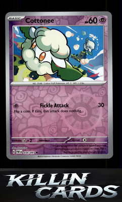 Reverse Holofoil Cottonee 034/091 Pokemon Common SV: Paldean Fates Card LP