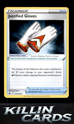 Justified Gloves 143/198 Pokemon Uncommon SWSH06: Chilling Reign Card NM