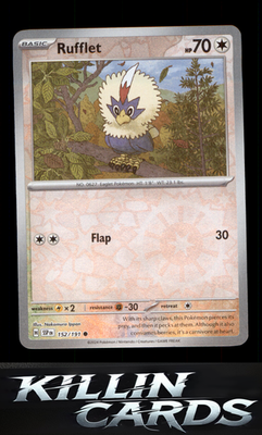 Reverse Holofoil Rufflet 152/191 Pokemon Common SV08: Surging Sparks Card NM