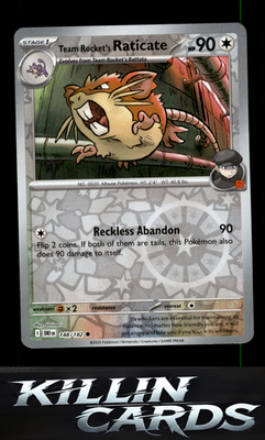 Reverse Holofoil Team Rocket's Raticate - 148/182 148/182 Pokemon Common SV10: D