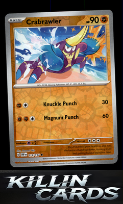 Reverse Holofoil Crabrawler 114/197 Pokemon Common SV03: Obsidian Flames Card NM
