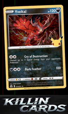 Yveltal 019/025 Pokemon Holo Rare Celebrations Card NM