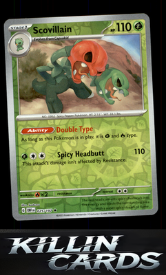Reverse Holofoil Scovillain 025/197 Pokemon Rare SV03: Obsidian Flames Card NM